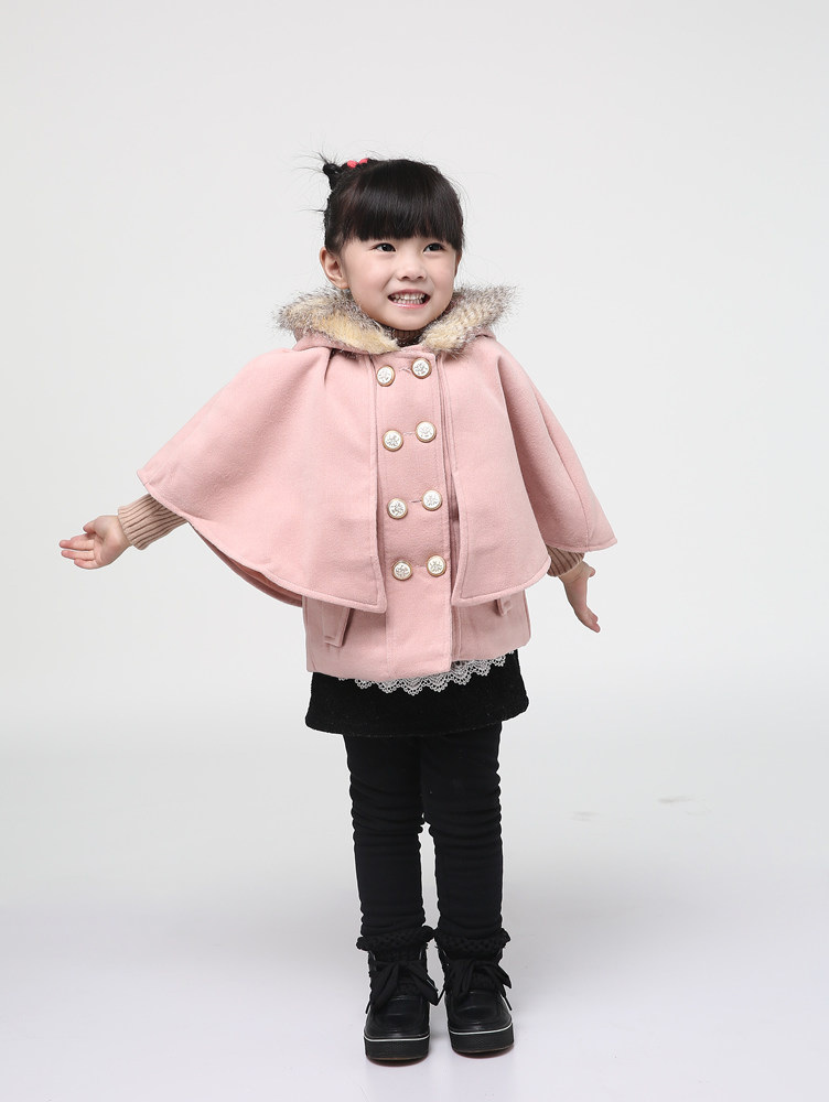 仿森碟款儿童加厚<em>斗篷外套</em> <em>韩版女童呢子</em>大衣