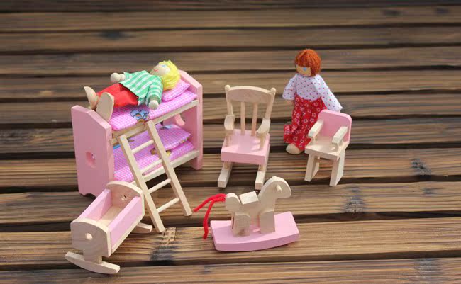买六送一儿童过家家玩具 迷你仿真小家具厨房摆设 木质玩具女孩