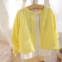 2014夏欧美糖果色<em>薄款</em>镂空樱桃针织<em>开衫</em> <em>女童</em>