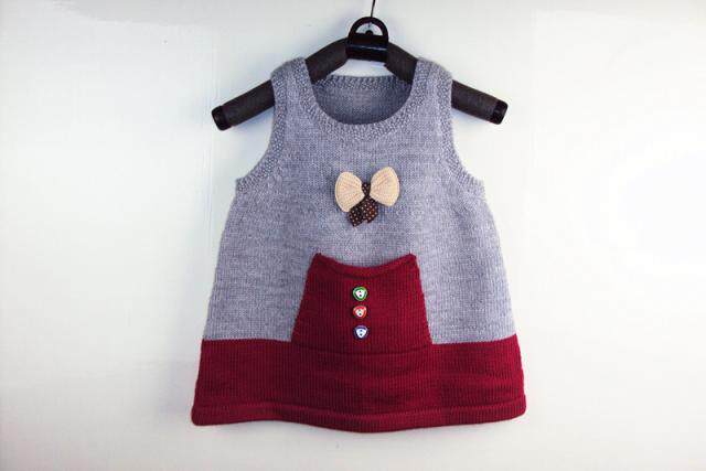 纯手工<em>编织</em>儿童<em>羊毛衣</em>,三利线1-2周岁女宝宝背