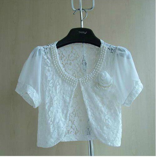 韩版百搭短袖蕾丝缕空短款<em>小披肩开衫小外套</em>百