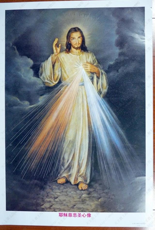 耶稣 基督 十字架玛利亚罗马天主教平面圣像二开画像耶稣慈悲圣心