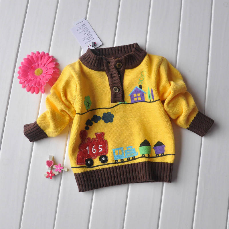 添心2013春秋纯棉汽车<em>图案男童</em>套头<em>毛衣</em>宝宝