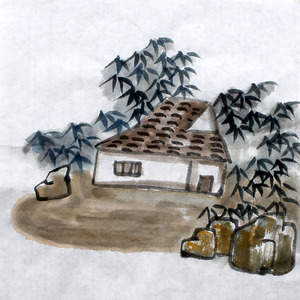 中国画水墨画 山水画手工画水乡5教师课稿系列