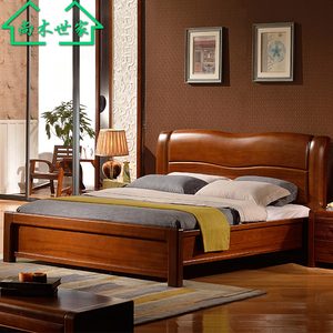 尚木世家高端柚木实木床 现代中式1.8米双人床