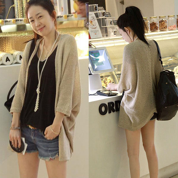 14<em>女式大款毛衣</em>外套潮 宽松型韩版休闲中长款