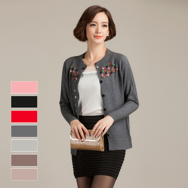 <em>中年女针织</em>衫<em>开衫</em>毛衣外套 2013秋冬新款大码