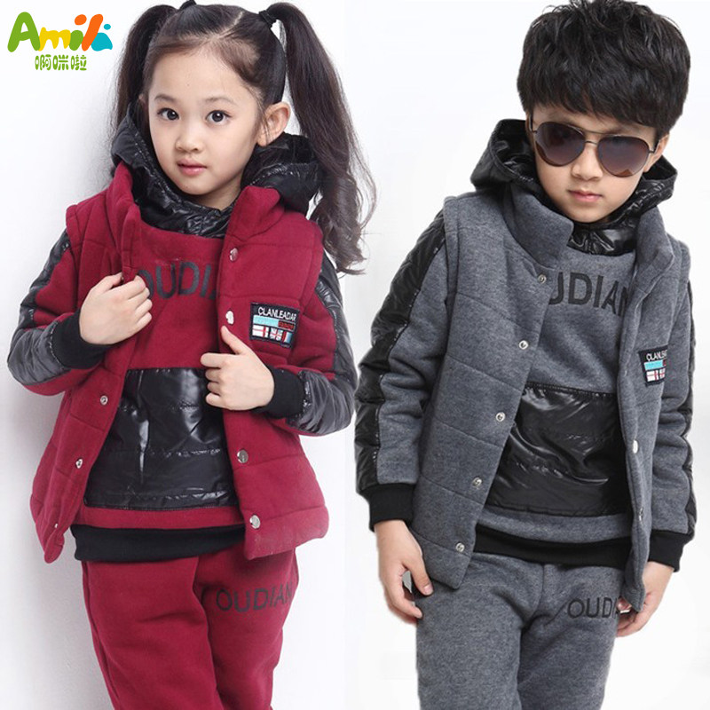 童装秋冬季小男孩子韩版卫衣裤子<em>套装儿童马甲</em>
