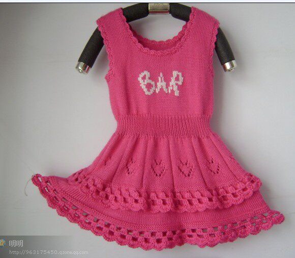 纯手工<em>编织</em>儿童毛裙<em>毛衣</em>原创设计<em>公主</em>裙花边裙