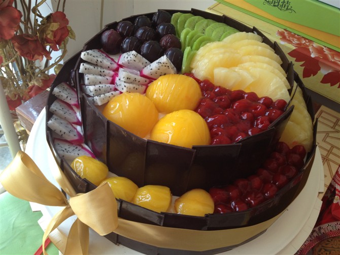 双层祝寿蛋糕 水果巧克力蛋糕 大型生日蛋糕元祖味多美宜芝多代购