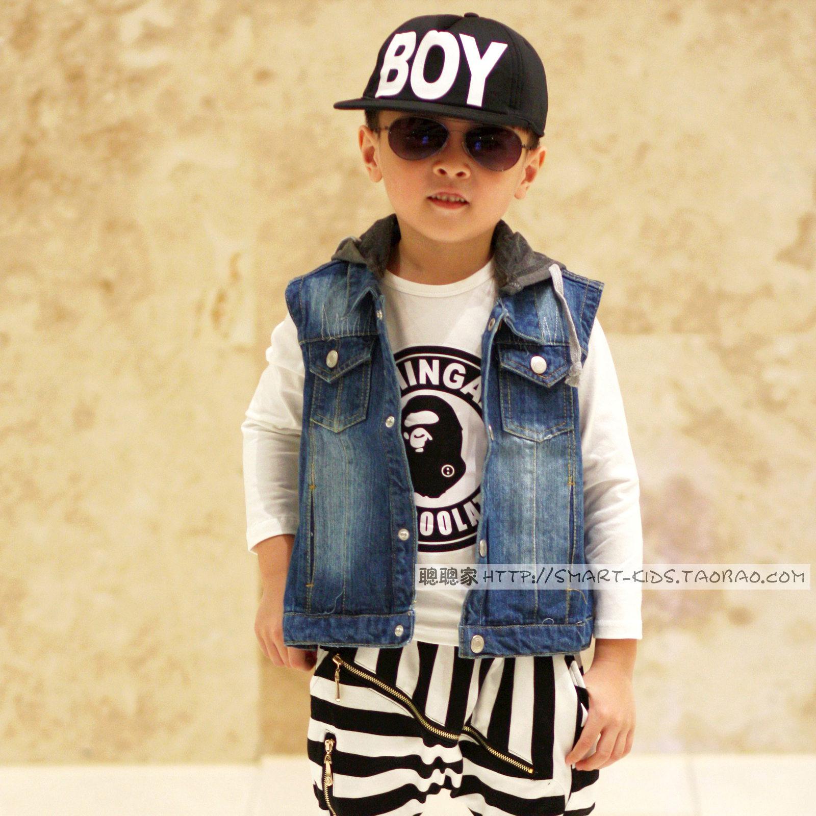 水洗做旧猫须 <em>3岁男童</em>秋装韩版 潮 儿童短款牛