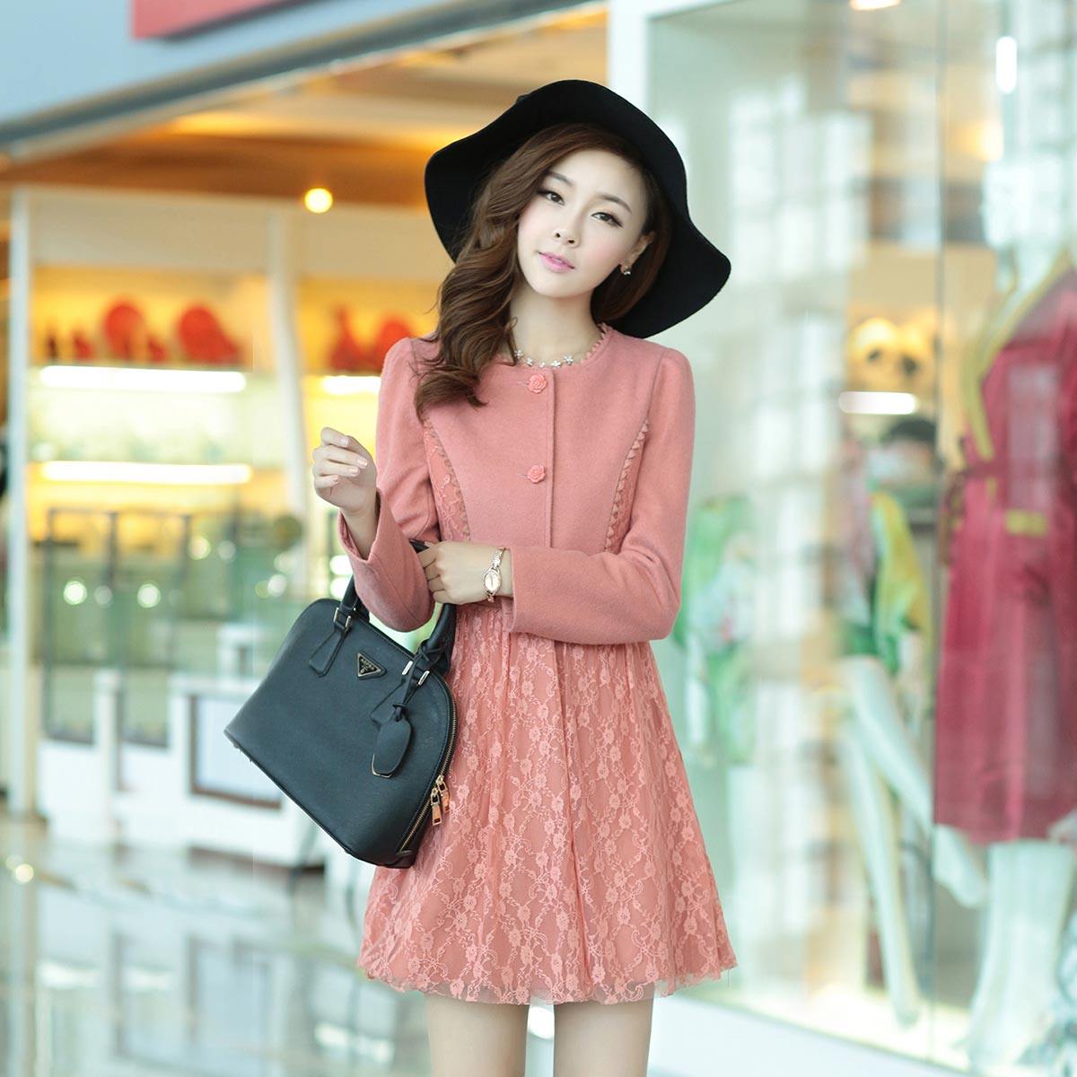 2013秋<em>冬装新款</em>摩奥女<em>韩版</em>修身<em>毛呢外套朵以</em>