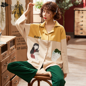 Mùa hè bị giam cầm quần áo mỏng bằng vải cotton cho bà bầu Đồ ngủ cho bà bầu dài mùa xuân và mùa thu sau sinh cho con bú - Giải trí mặc / Mum mặc