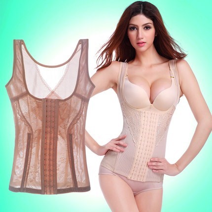 . Ladies Thin Một mảnh che giấu bụng Hỗ trợ giảm béo ngực tay áo Vest Cơ thể điêu khắc đồ lót Corset Belt Recapture Yield - Sau sinh