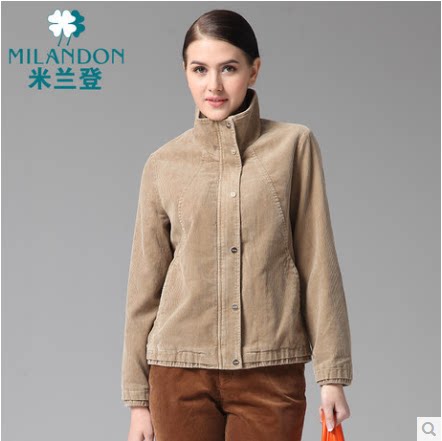 米兰登女装品牌专柜<em>春秋</em>款<em>灯芯绒女外套</em>中年修
