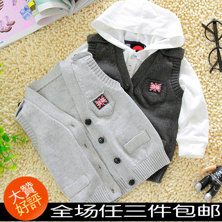 2014春装韩版童装0-<em>1岁婴儿开衫</em>针织背心男宝