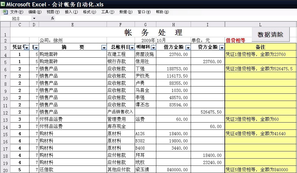 会计帐务自动化 Excel账务处理 电子表格财务总