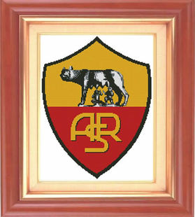 罗马队徽十字绣意甲足球俱乐部标志十字绣队旗