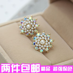 韩国饰品 文艺小清新小米粒珍珠母贝珍珠耳环