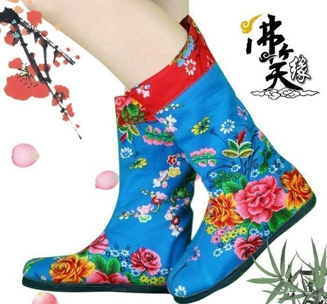 新款佛笑缘老北京布鞋女靴 中国民族风 刺绣花