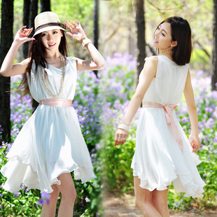 苏醒的乐园2012夏装新款热卖白色仙女雪纺连衣裙