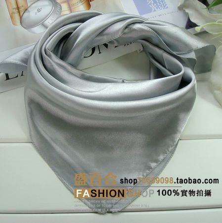 银灰色真丝素色丝巾单色纯色丝巾春季男士女士