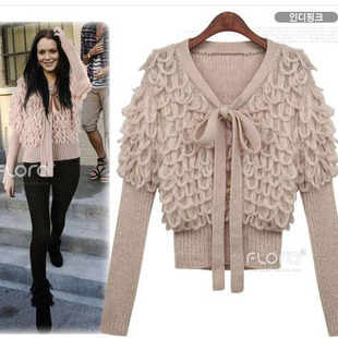 依莲2010冬装摩登淑女B风格蝴蝶结短款<em>毛衣</em>c