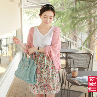 市舶司女夏宽松短款镂空<em>灯笼袖</em>防晒<em>开衫针织</em>衫