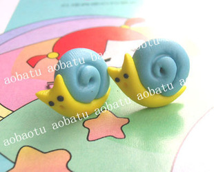 瑞丽韩国可爱卡通软陶耳环耳钉饰品周杰伦冒险