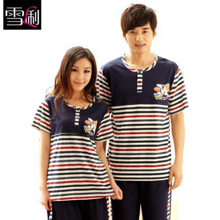 <em>雪俐情侣睡衣</em>家居服男士女士夏季<em>睡衣短袖</em>套装