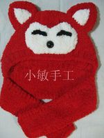 纯手工编织卡通<em>阿狸</em>桃子造型帽 亲子帽围巾一