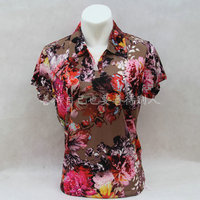 索芭朵女高档衬衣桑蚕丝套头T恤衫 短袖圆领针