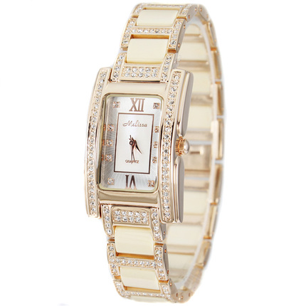 玛丽莎 奶酪色商务陶瓷女表 水钻表 手表女时尚