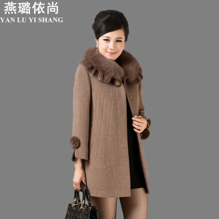燕璐依尚中年<em>女装</em>羊绒大衣中老年<em>服装</em>秋冬装羊
