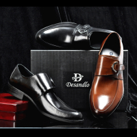 德尚德罗中年男士皮鞋圆头系带英伦复古秋冬大