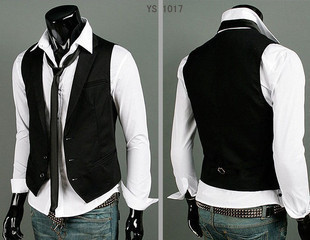 春秋潮流商务男<em>马甲</em> 时尚休闲<em>西装马甲男士</em>韩