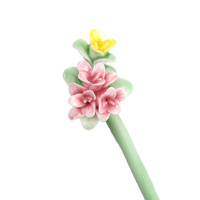 青歌 景德镇陶瓷手工制品 手捏花朵发簪 发夹 瓷