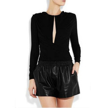 【松紧腰<em>宽松</em>皮<em>短裤</em>】_<em>女装</em>价格_最新最全女