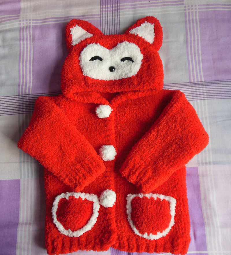 定制手工编织<em>儿童卡通</em>毛衣加厚珊瑚绒机器猫阿