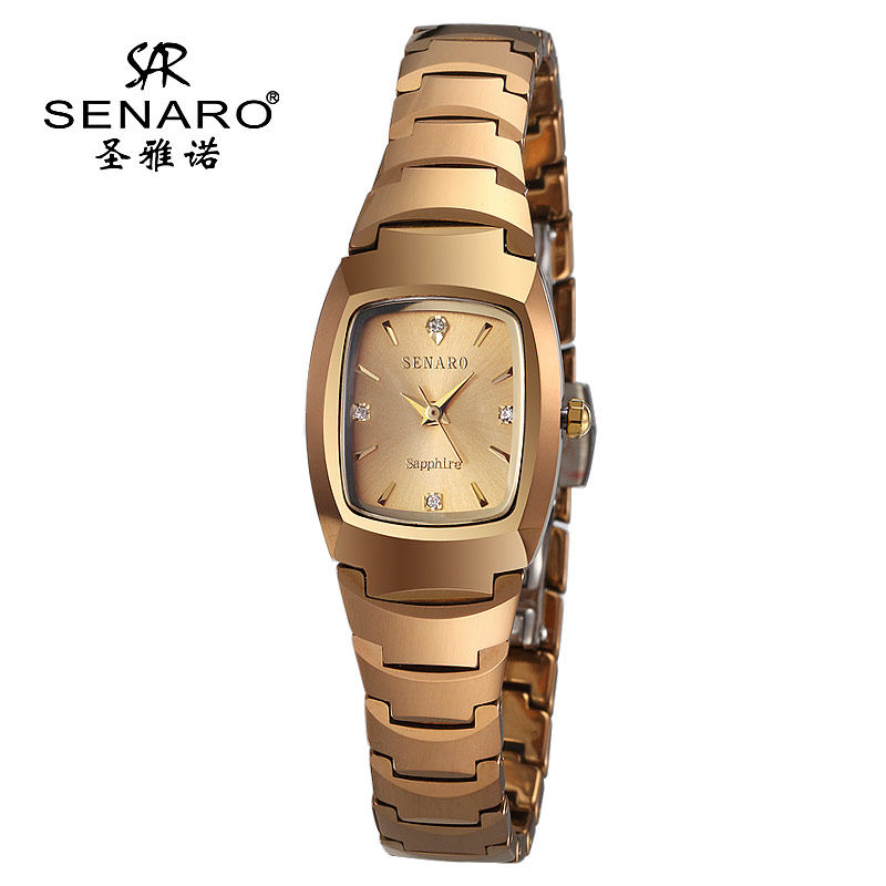 正品圣雅诺 时尚钨钢<em>镀金手表女士</em>手链<em>手表</em>酒