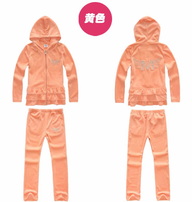 2013 spring girls velvet set ruffles Cardigan sports set girls boys suits