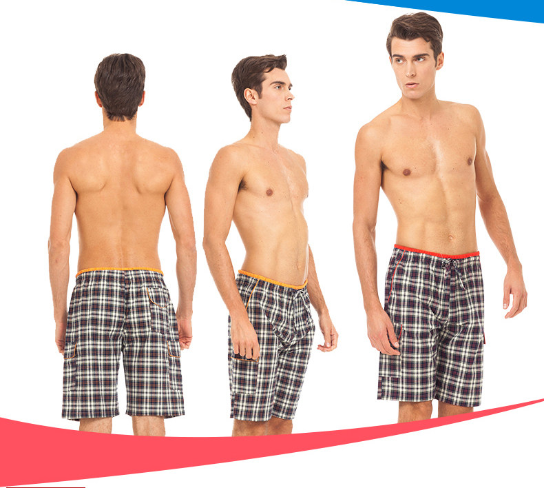 <em>三枪 短裤</em> 纯棉夏季格子休闲沙滩裤全棉大码男