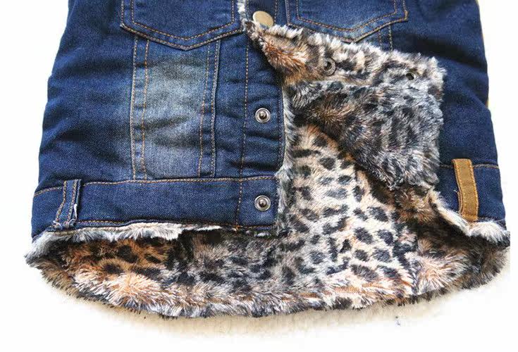 新品豹纹加厚儿童<em>牛仔马甲</em>韩版冬季新款童装男