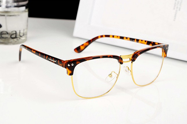 Fashion Hipster Retro Classic Semi-Rimless glasses Clear ...