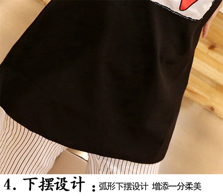 mssefn2015夏装新款韩版女装圆领红舞鞋印花中长款T恤公主范显瘦725P65