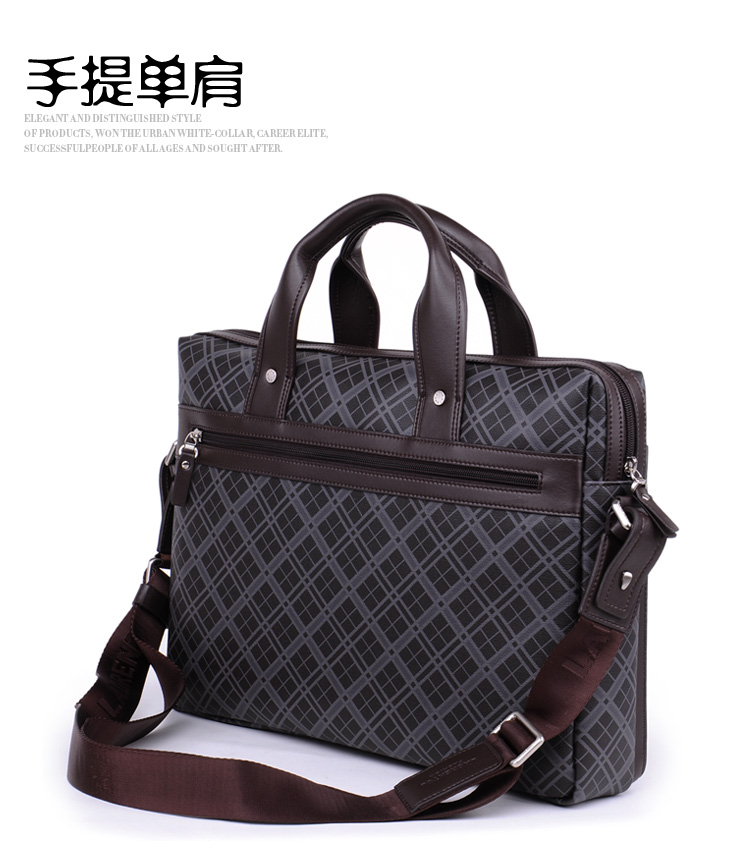 老人头男士横款两用斜跨单肩手提皮包商务办公