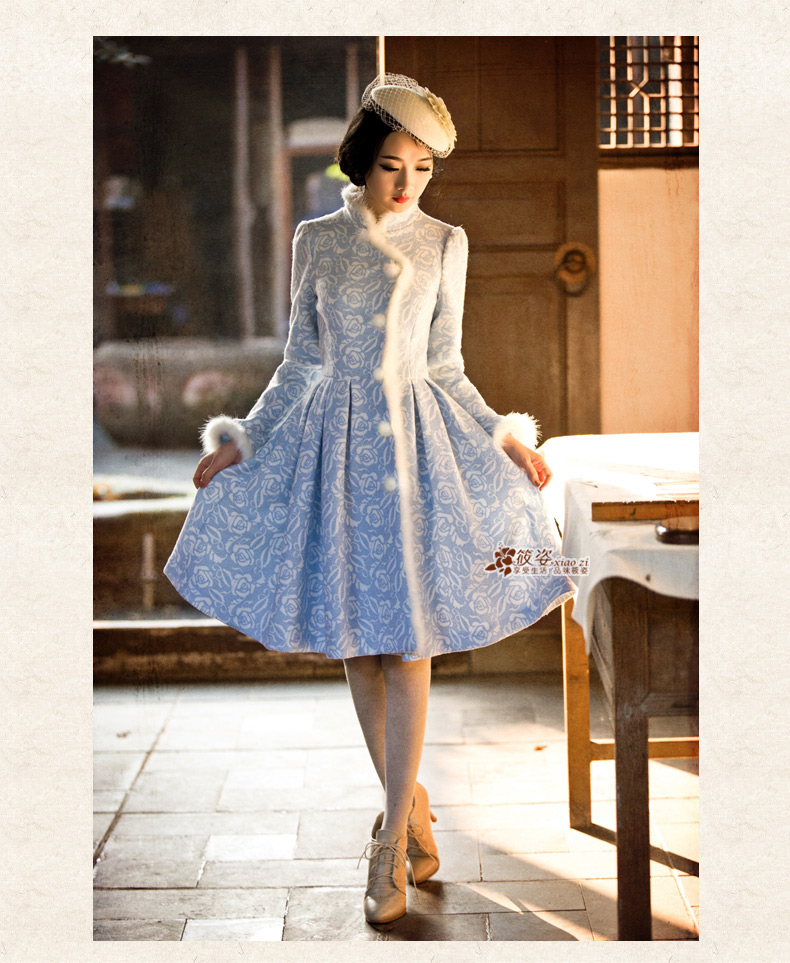 Gigi Lai Siu-white rose by 2015 autumn and winter retro small fresh warm rose gross stamp? overcoat blue white flowers PUERTORRICANS pre-sale 35 days) Picture, prices, brand platters! The elections are supplied in the national character of distribution, so action, buy now enjoy more preferential! As soon as possible.