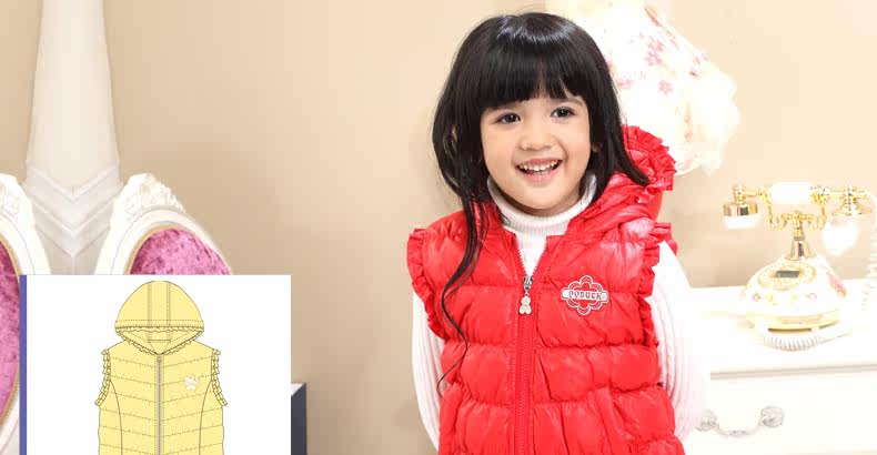 可可鸭童装女童2013冬装新品<em>羽绒马甲中大童</em>
