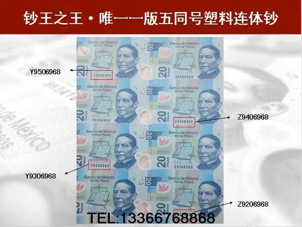 钞王之王·墨西哥20比索60连体塑料整版钞_c
