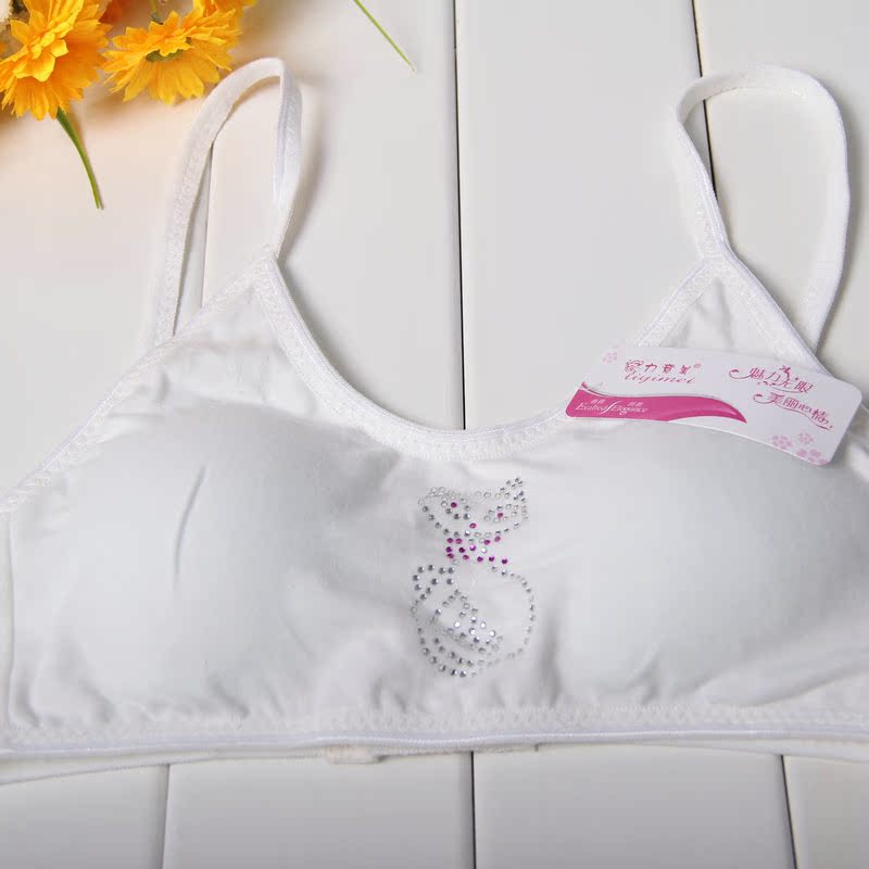 棉质<em>面料</em>013薄模杯无钢圈<em>海棉</em>内衣女涤棉钻饰